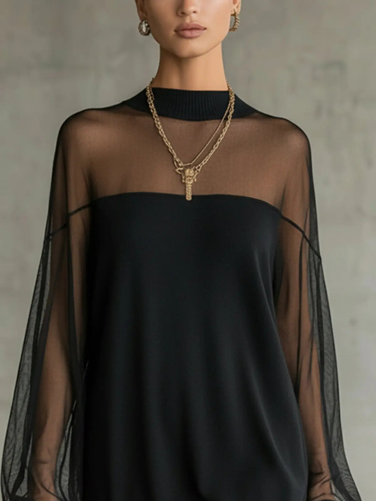 Sheer mesh sleeve detail