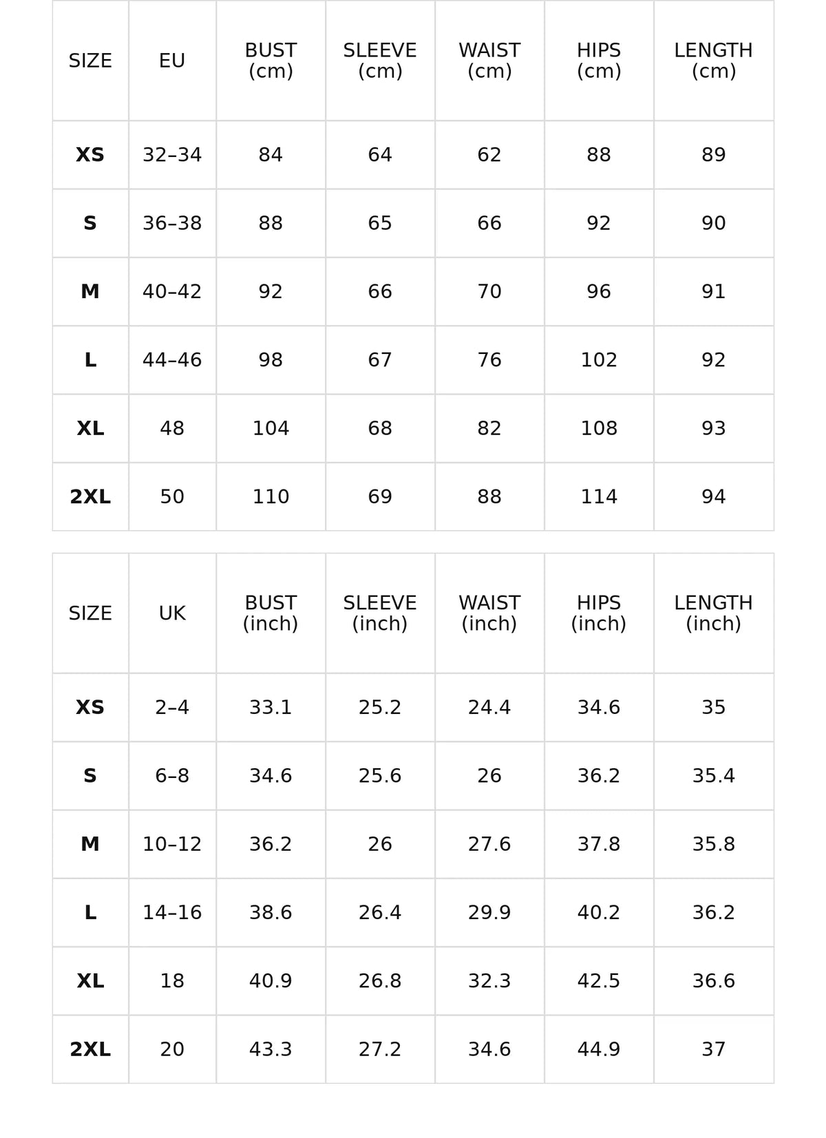 Size chart for the burgundy velvet mini dress with lace