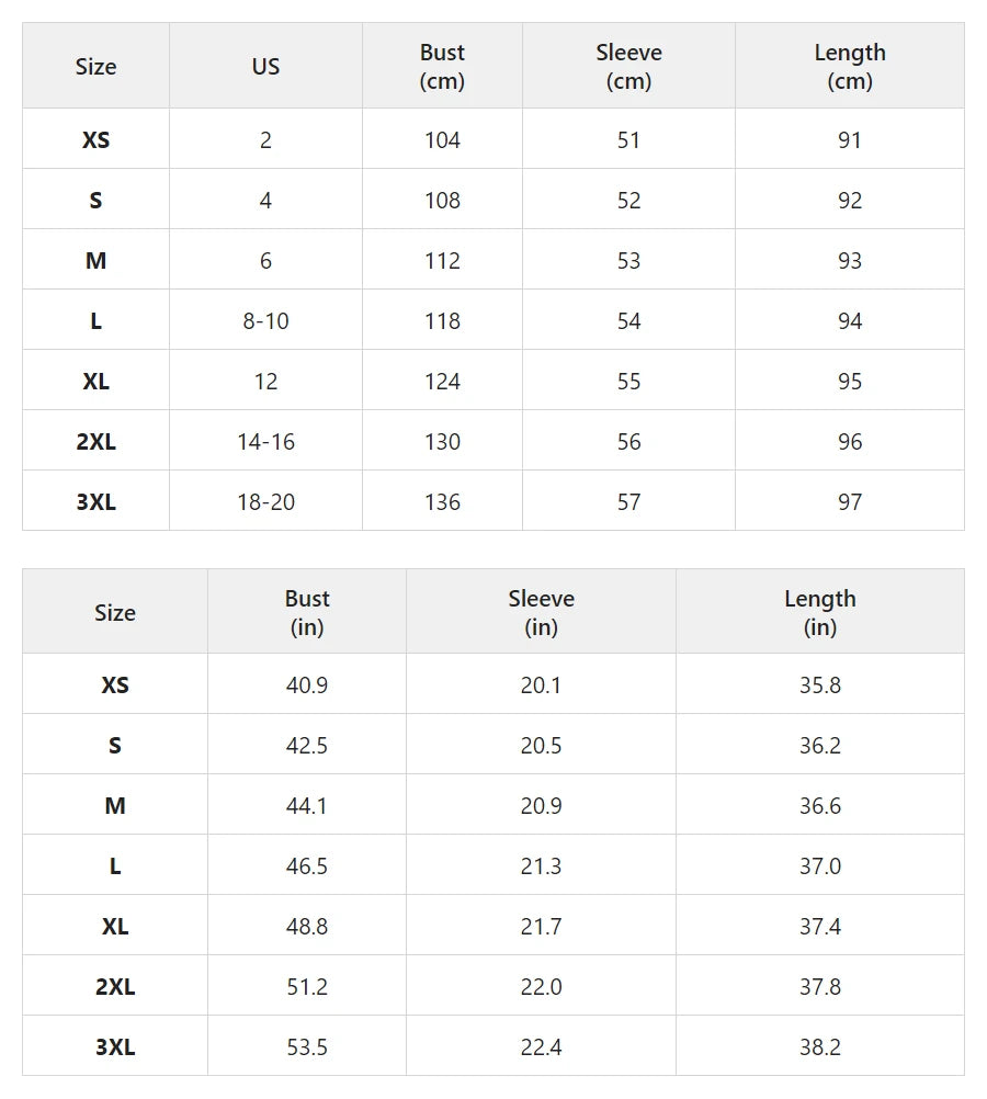 Size chart for button-front mini dress with rose cuffs