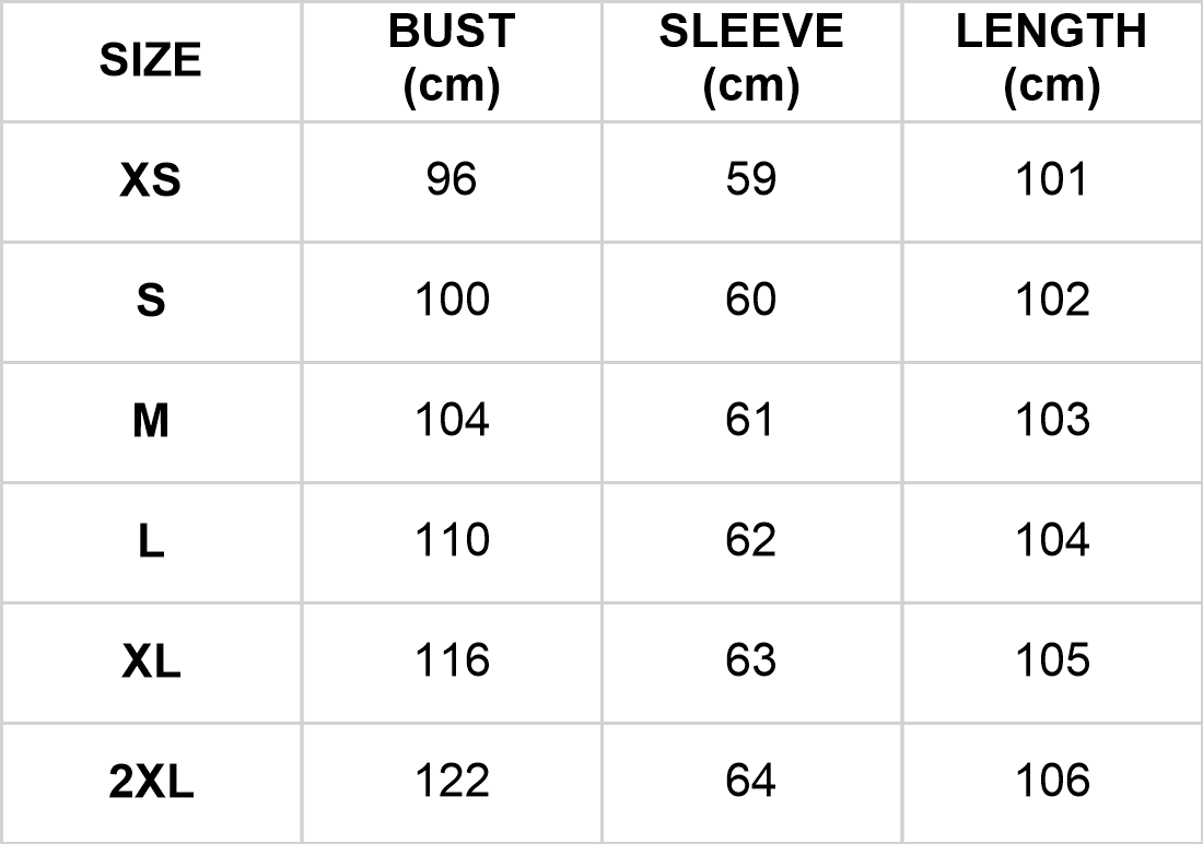 Size chart for the button-front suede midi dress