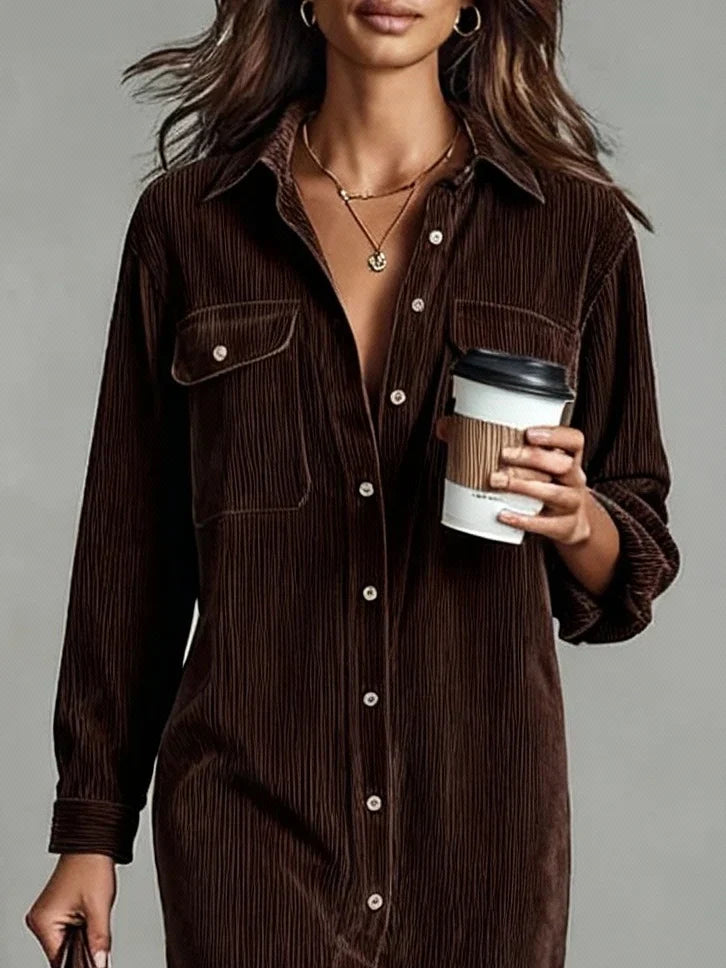 Dark brown suede midi dress top detail