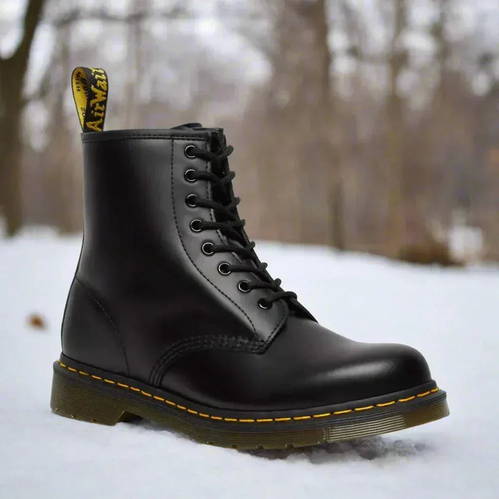 Classic lace-up ankle boots, black, side view
