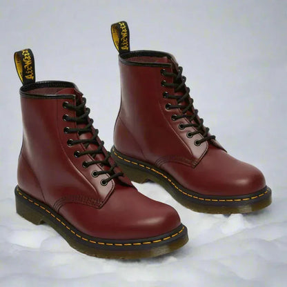 Classic lace-up ankle boots, burgundy, pair view