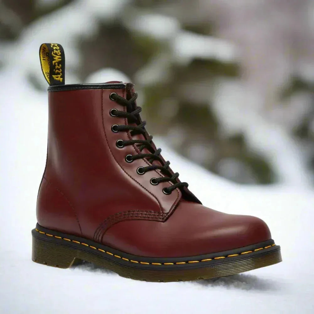 Classic lace-up ankle boots, burgundy, side view