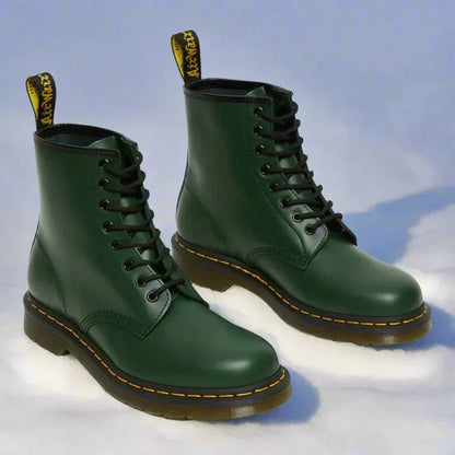 Classic lace-up ankle boots, green, pair view
