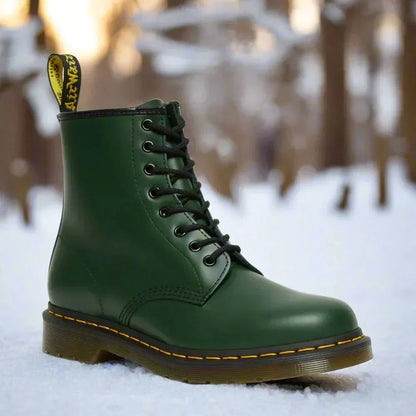 Classic lace-up ankle boots, green, side view