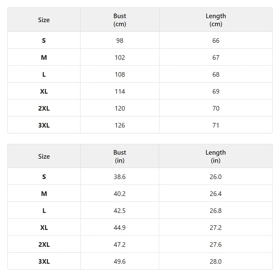 Size chart for collared button-front cardigan