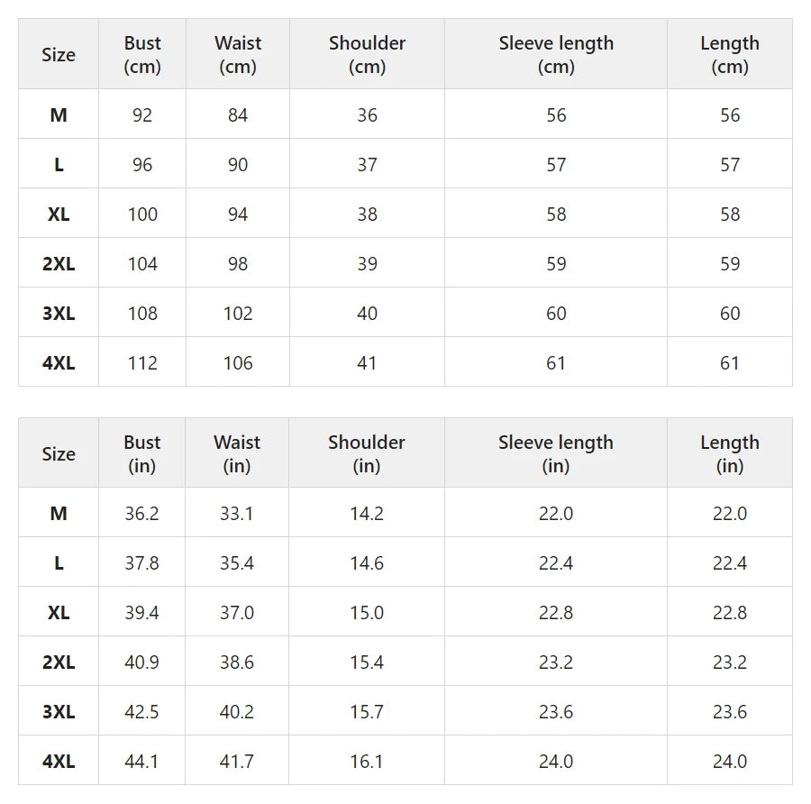 Size chart for diamond-quilted jacket with check cuffs