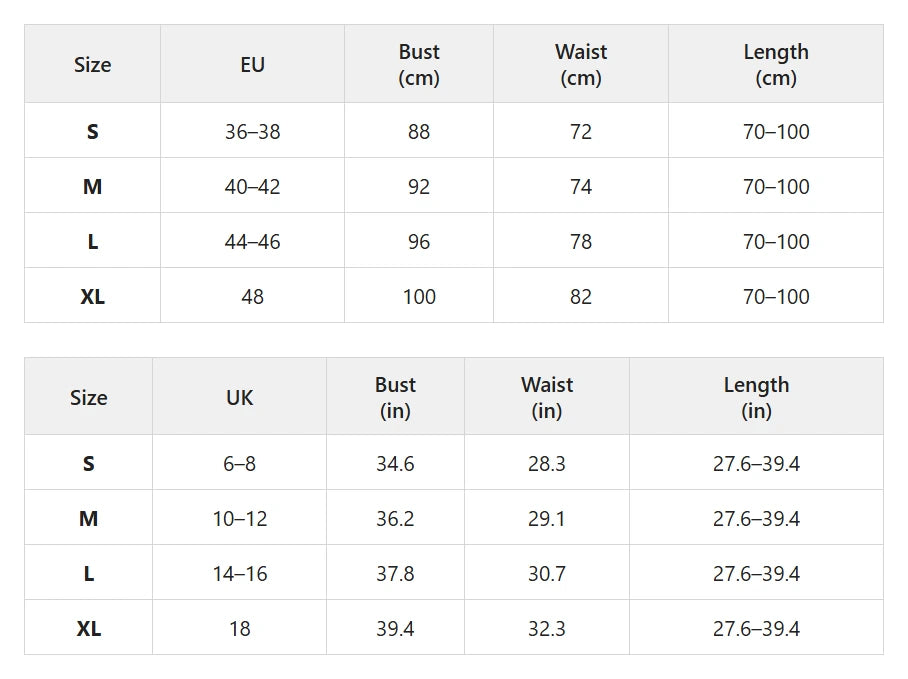 Size chart for floral cape top and wide-leg pants set