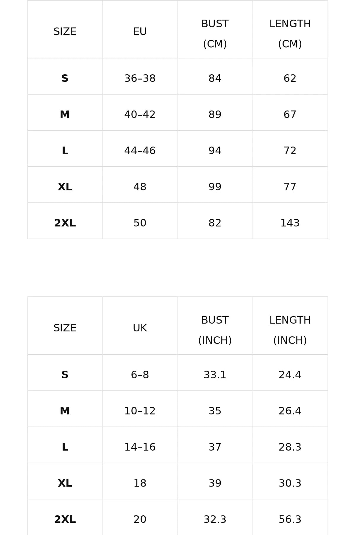 Size chart for the floral halter maxi dress with gathered waist