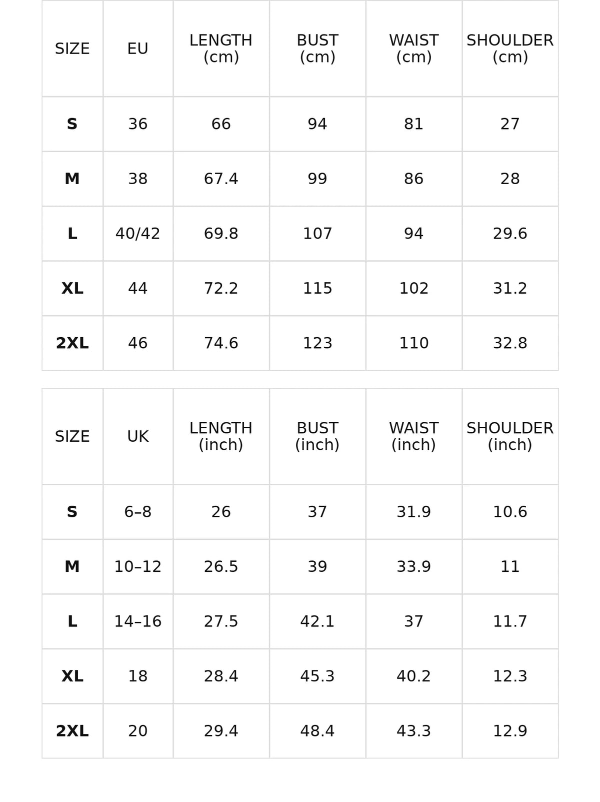 Size chart for the fringed suede sleeveless mini dress