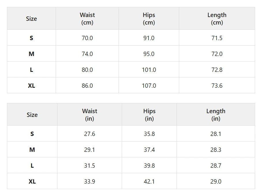 Size chart for high-waist fitted shorts with lace contrast detail