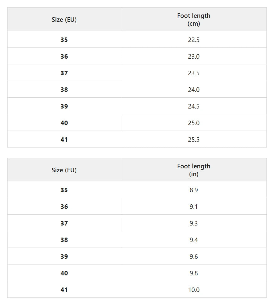 Size chart for lace-up lug-sole ankle boots with plush lining