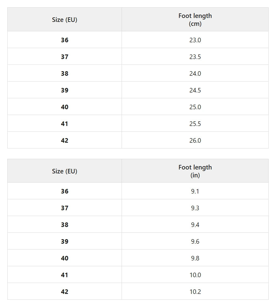 Size chart for leopard print platform sneakers