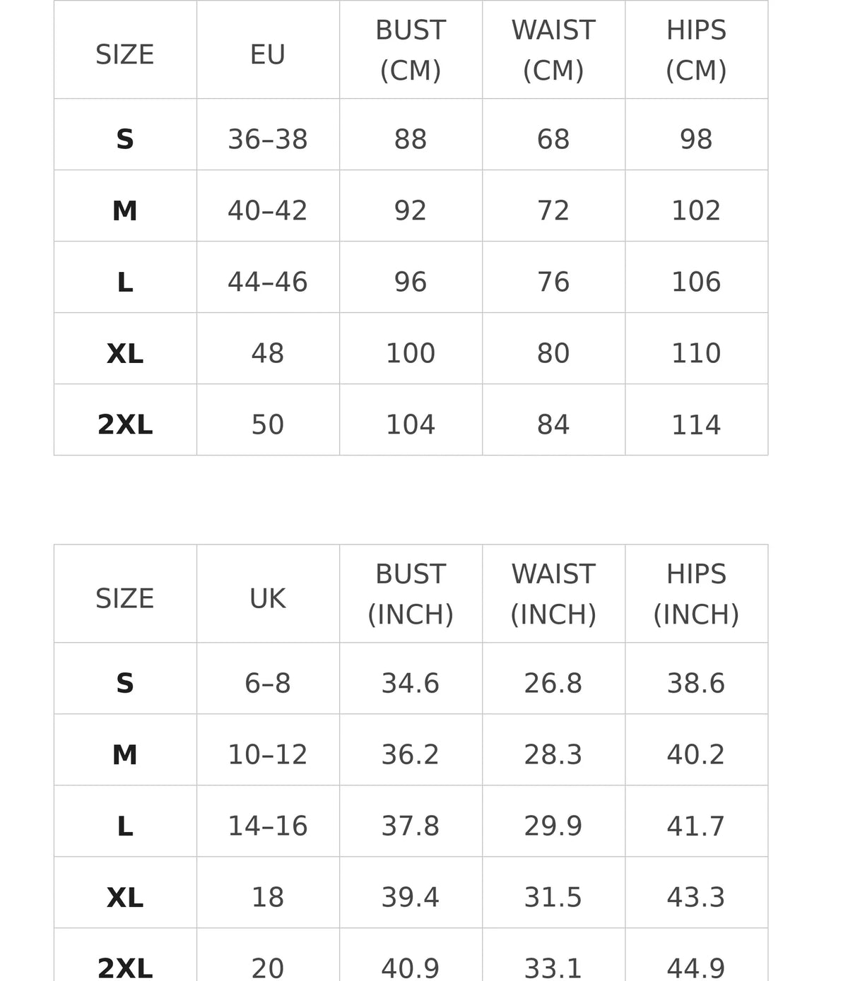 Size chart for the minimalist shirt maxi dress with bow waist