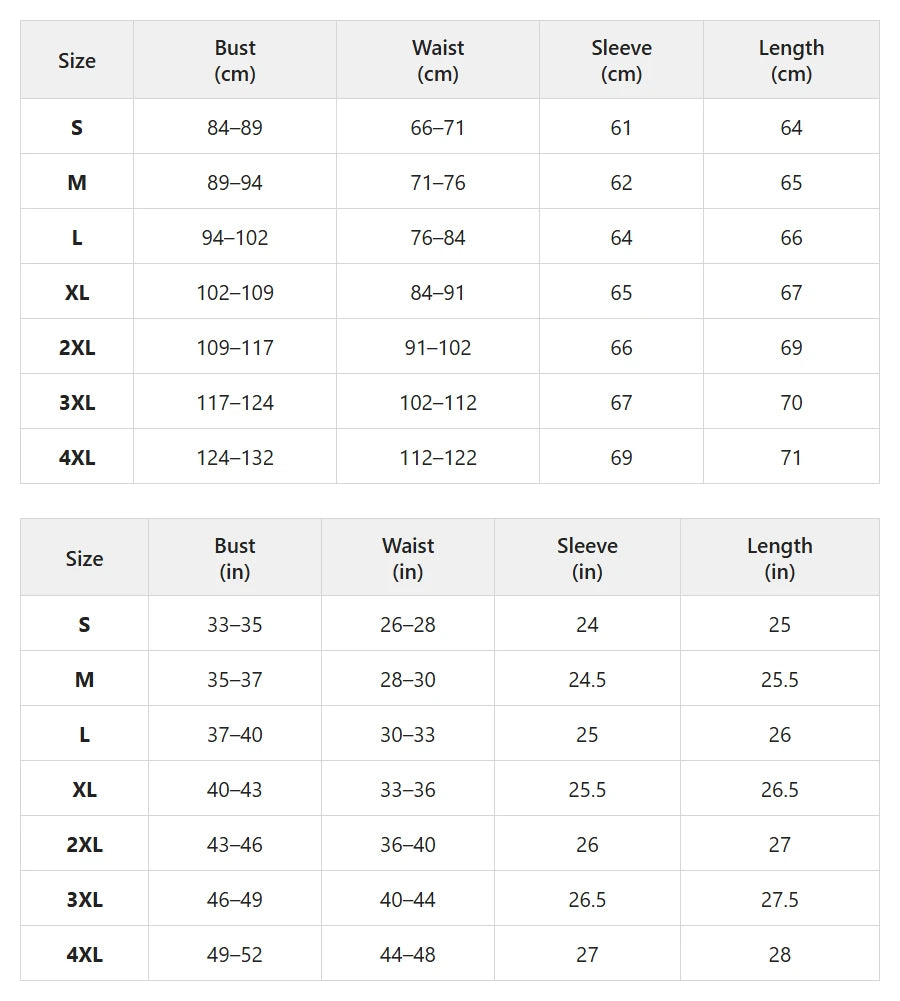 Size chart for retro embroidered stand-collar jacket