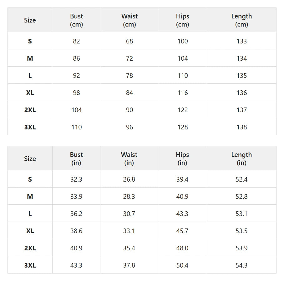 Size chart for strapless fitted-bodice wide-leg jumpsuit