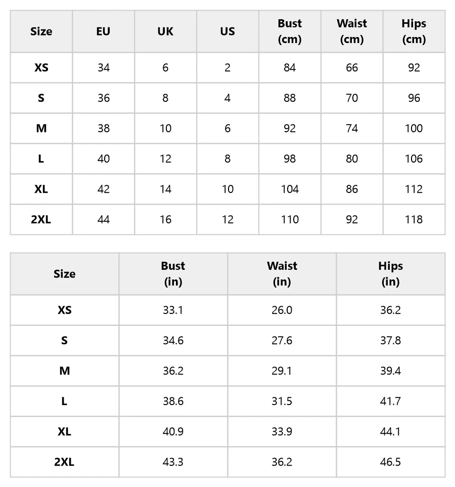 Size chart for the yellow strapless midi dress with 3d flower bodice